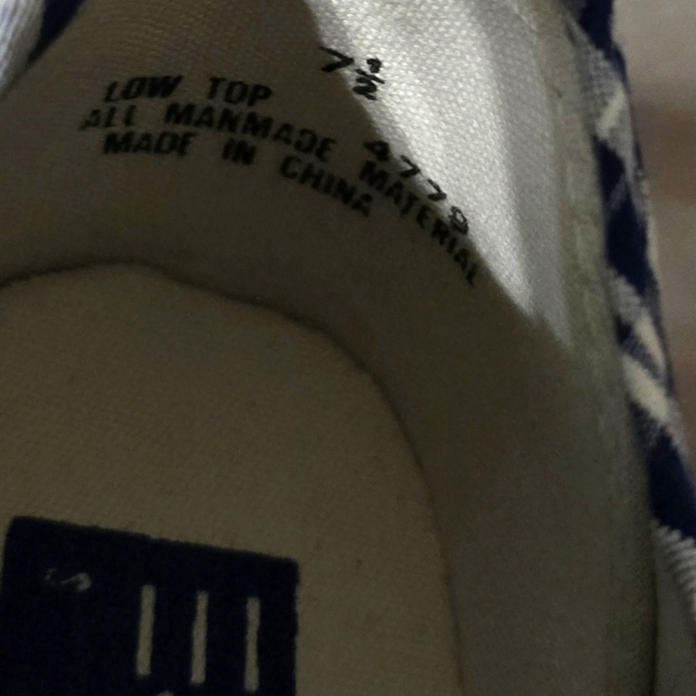 Y2K ESPRIT Plaid Converse Style Low-Top Sneakers, Navy & White, Lace-Up, Sz 7.5. - Picture 7 of 8